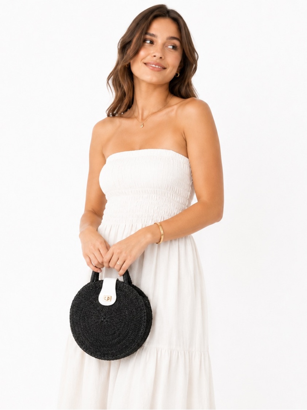 [Kayu] Black Woven Straw Bag